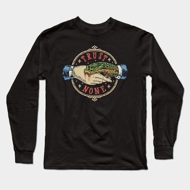 Trust None Snake Bite Long Sleeve T-Shirt by Mako Design 